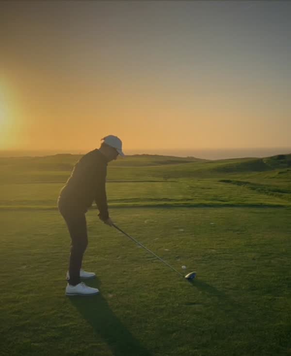 Tee shot into the sunset on the Ocean Course, Half Moon Bay